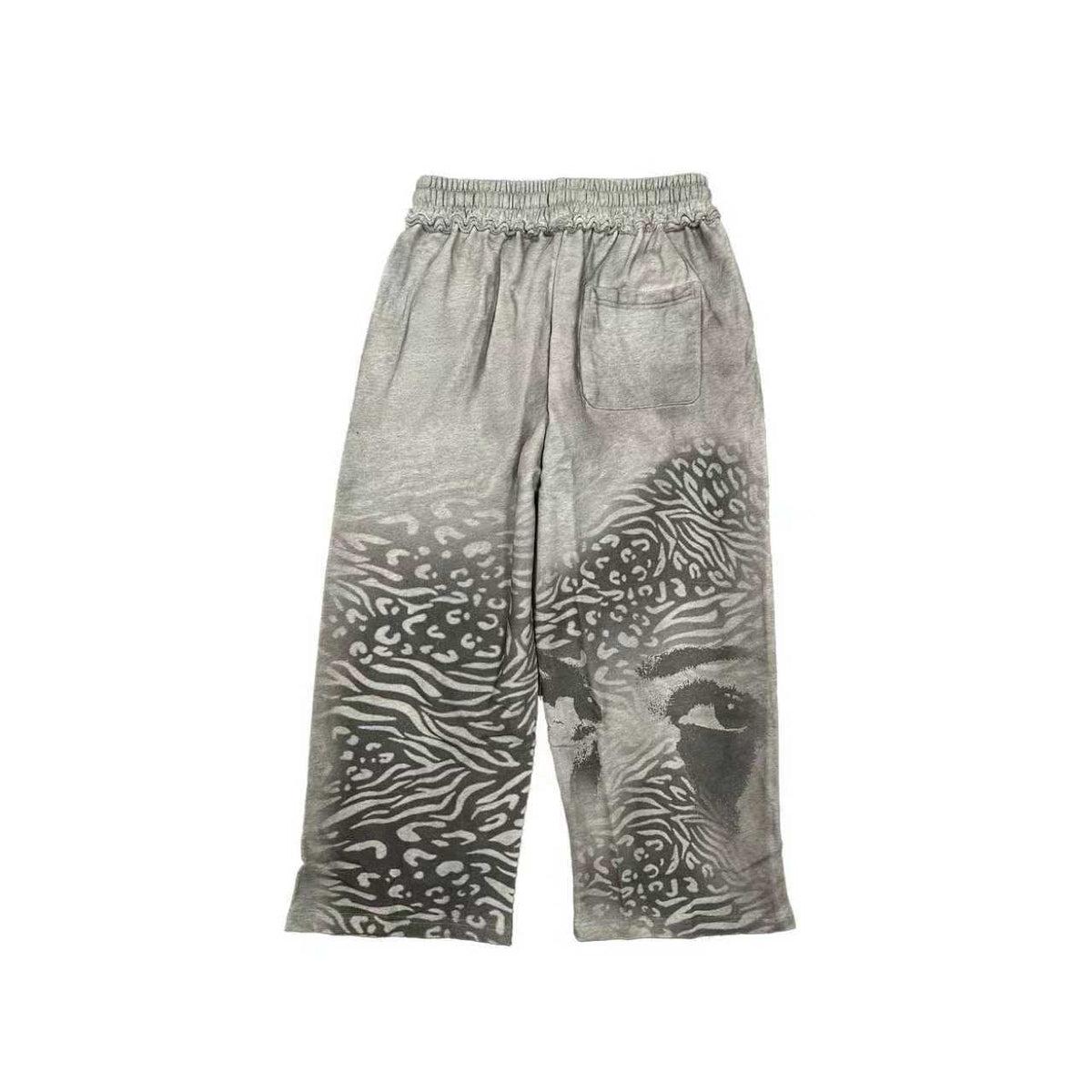 MIXED EMOTION Abstract Face Print Wide-Leg Pants