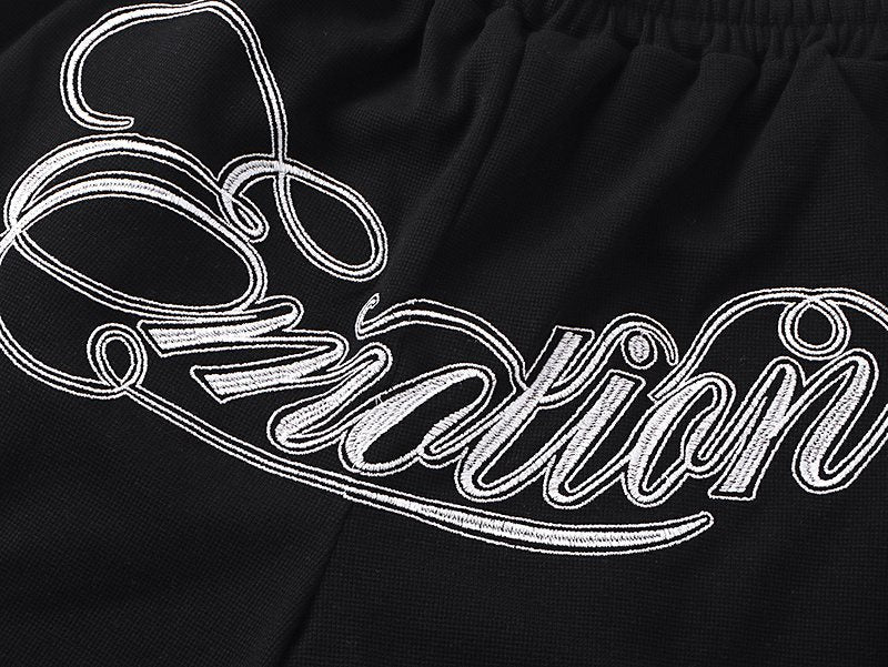 MIXED EMOTION Embroidered Drawstring Shorts
