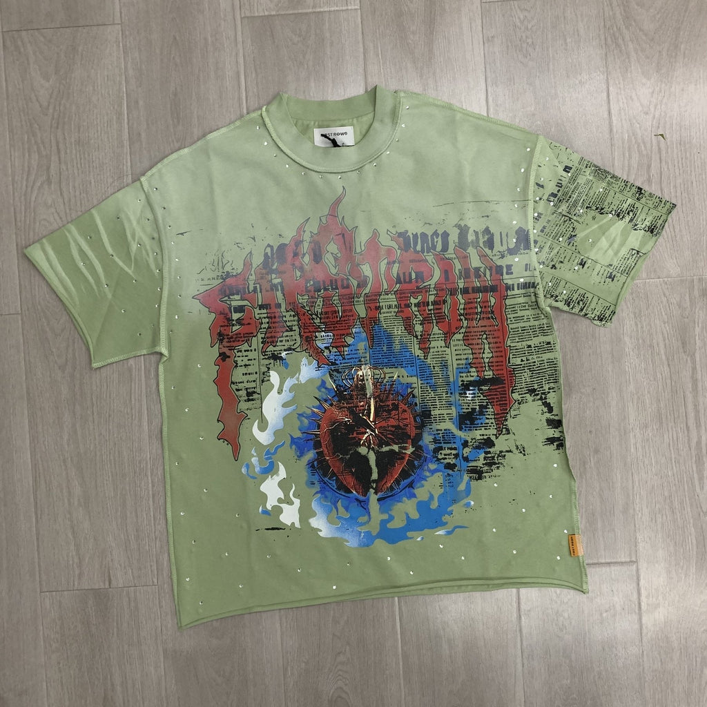 FIRST ROW Sacred Heart Cropped T-Shirt