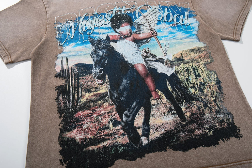 MAJESTIK Western Horse Graphic T-Shirt
