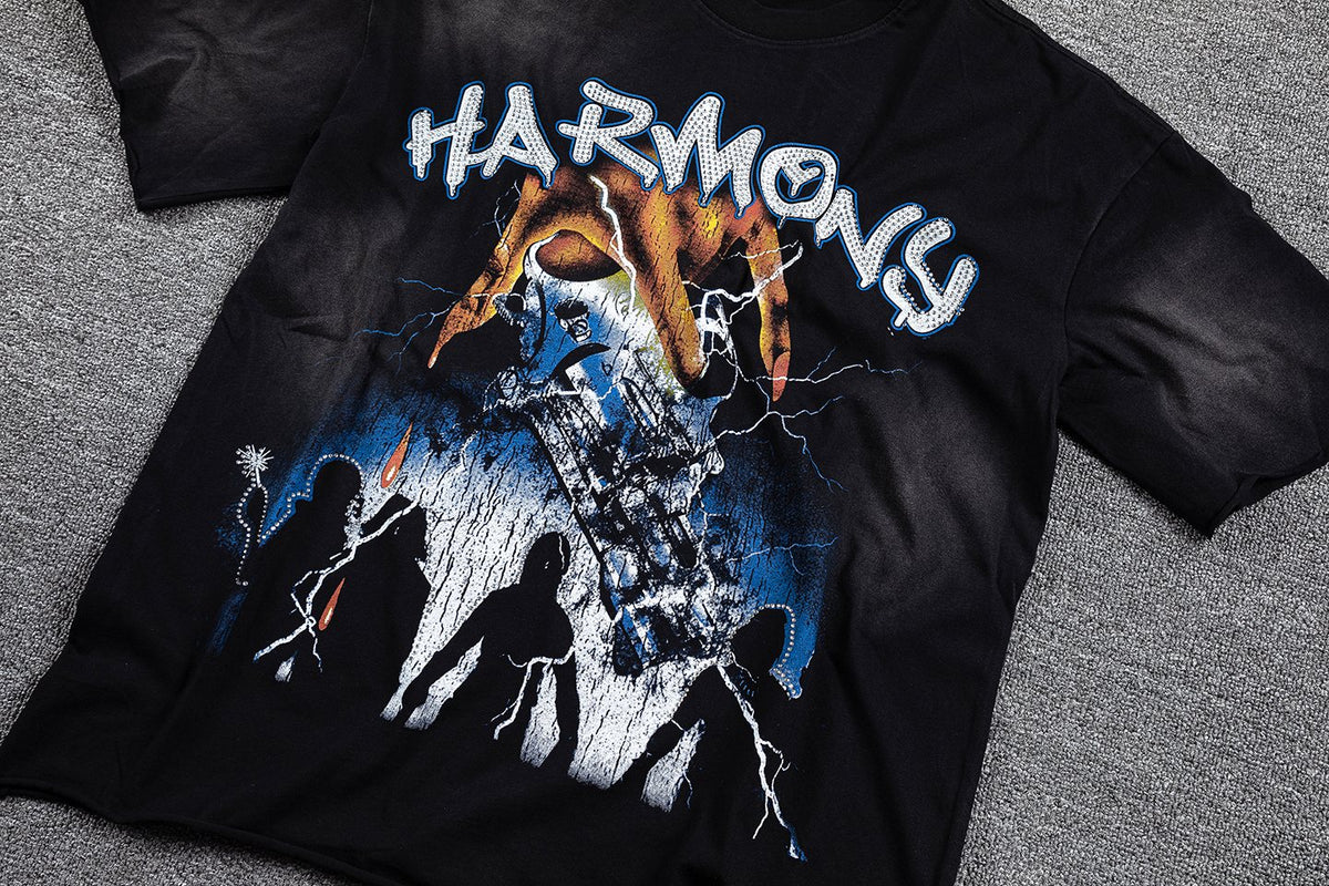 HARMONY Black Front & Back Graphic T-Shirt