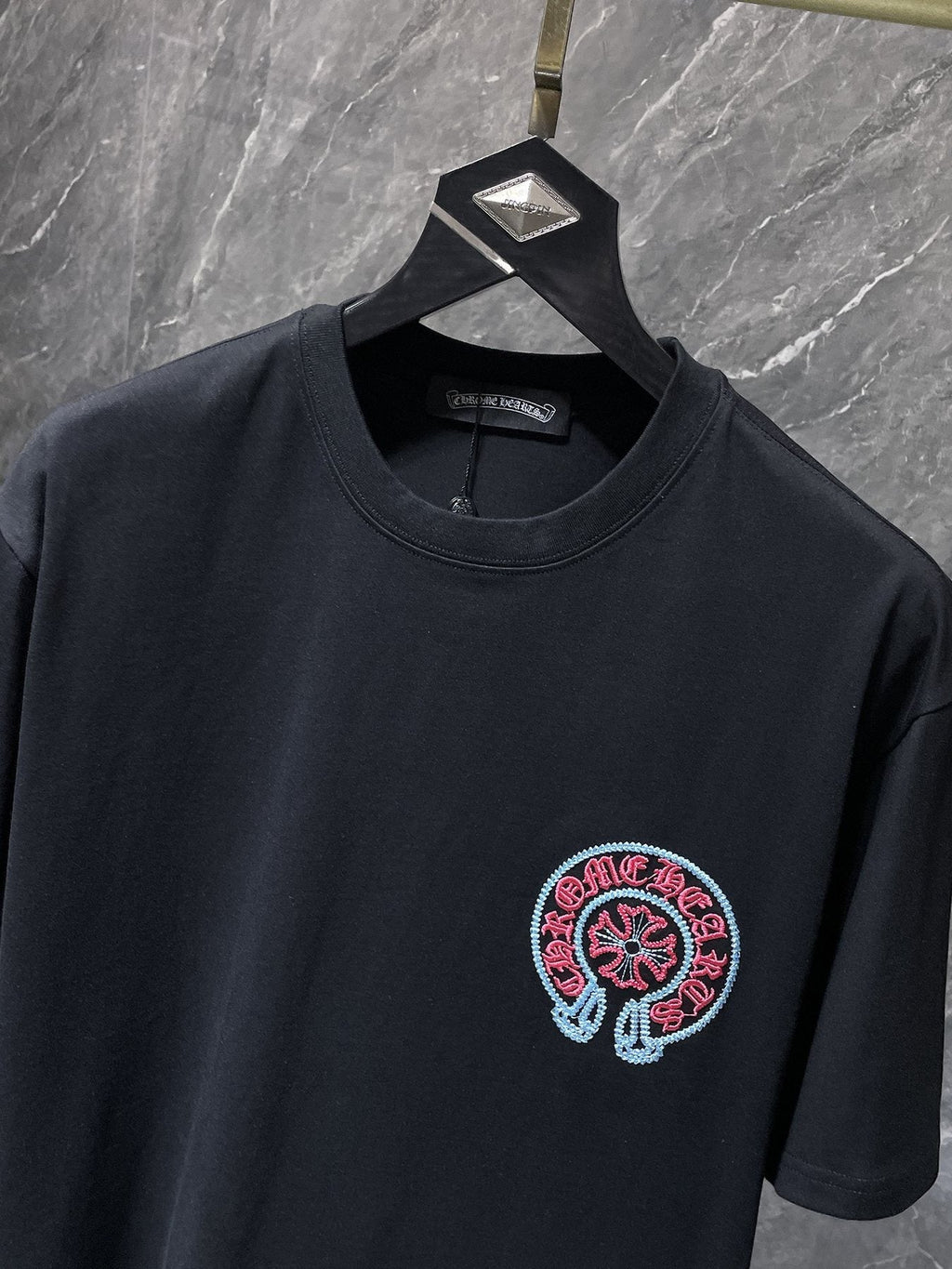 Chrome Hearts Horseshoe Sanskrit Cross Embroidered T-Shirt
