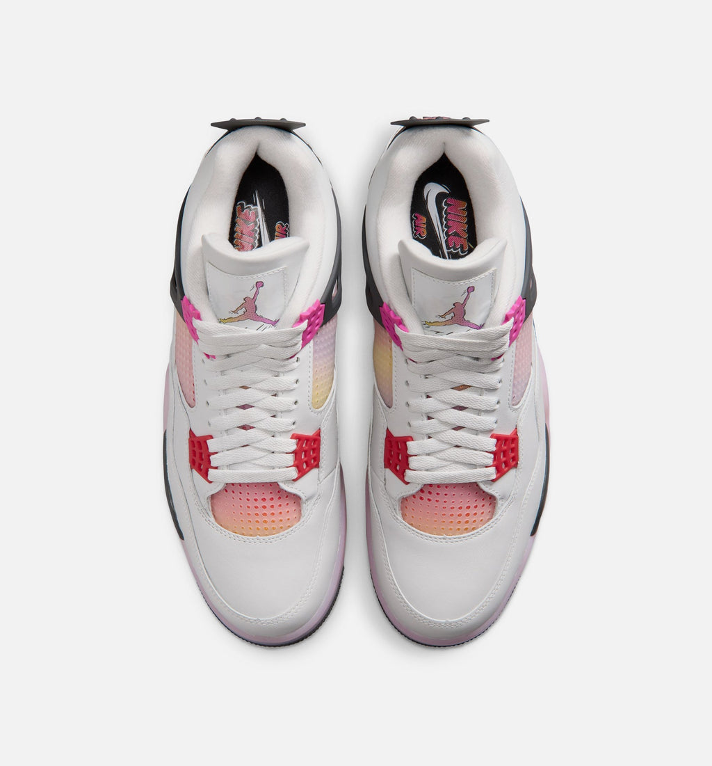 Air Jordan 4 Retro Comic Men's Lifestyle Shoes - Off White / Fire Pink / Anthracite