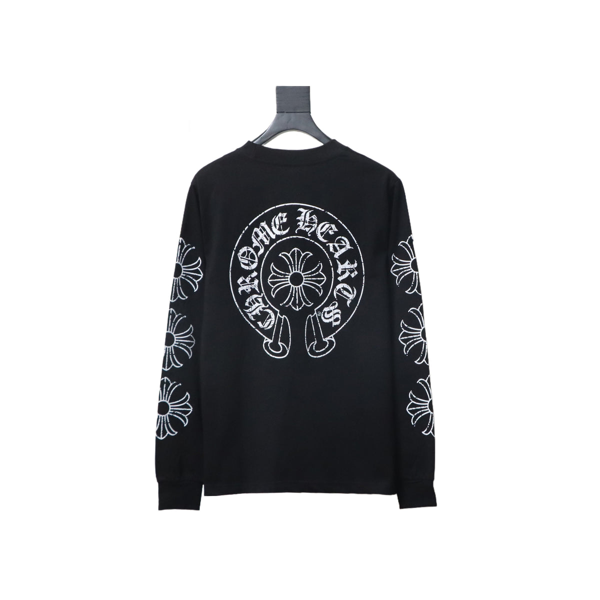 Chrome Hearts 25SS Distressed Horseshoe Round Neck Long Sleeves Black