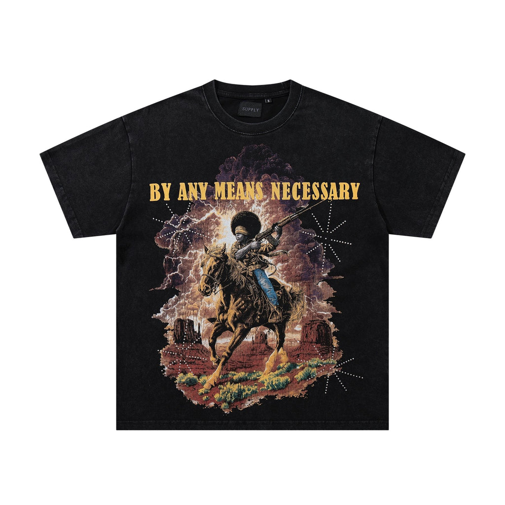 SUPPLY TEE By Any Means Necessary Western Rider Graphic T-Shirt