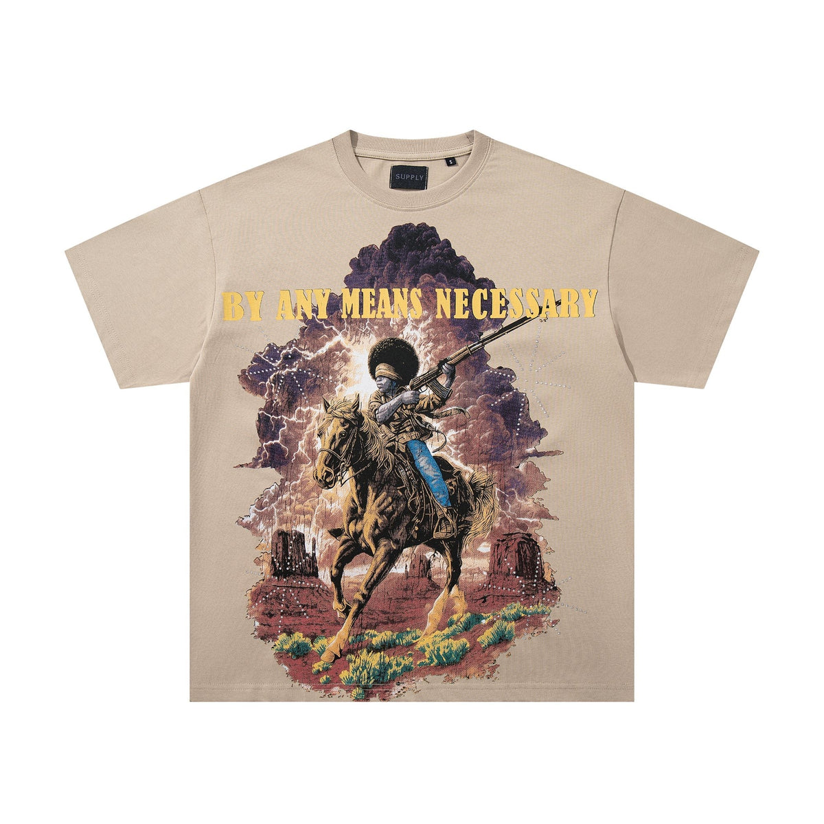 SUPPLY TEE By Any Means Necessary Western Rider Graphic T-Shirt