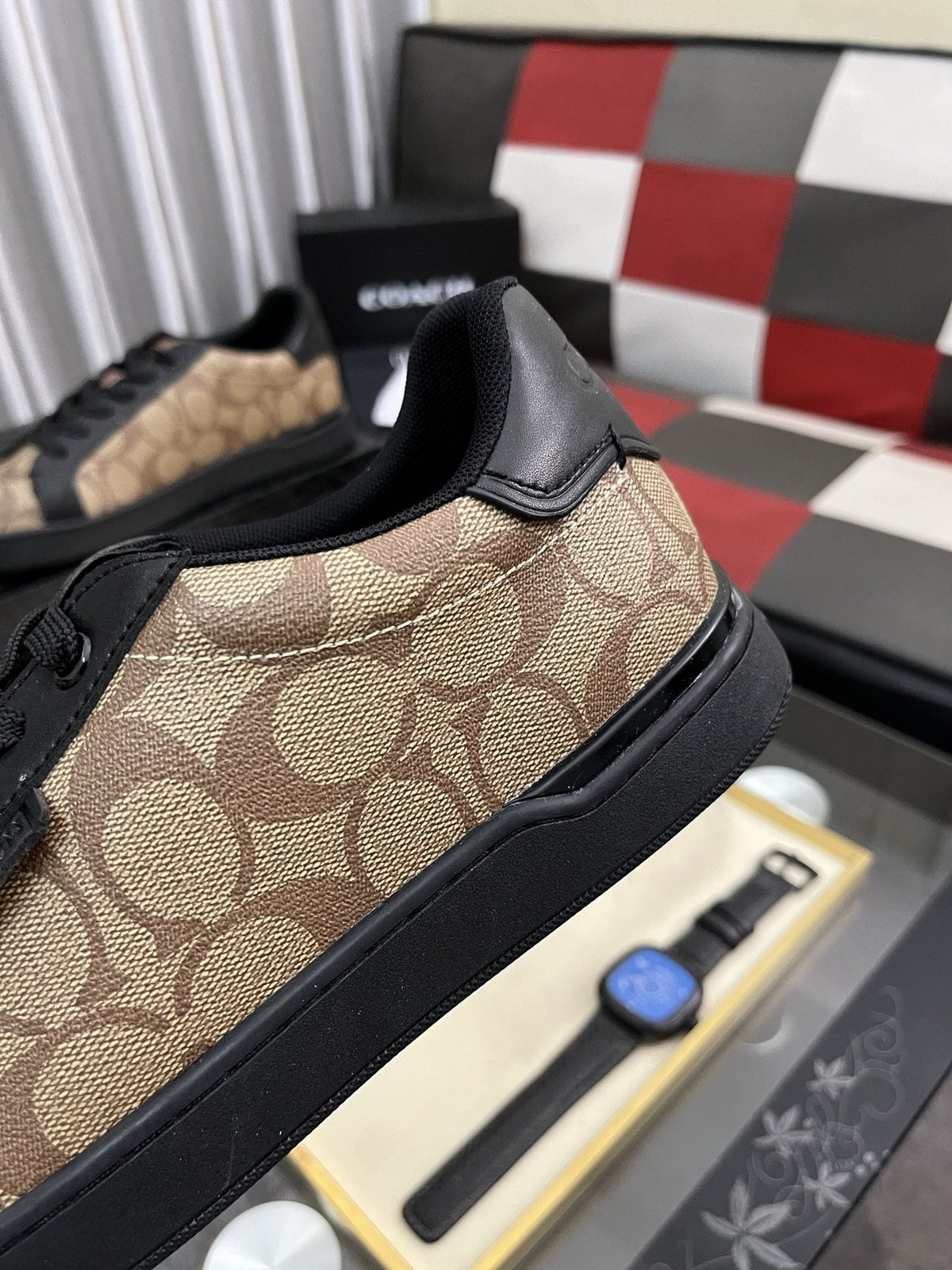 Coach Brown and Black Patterned Low-Top Sneakers