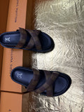 Louis Vuitton Checkered Cross-Strap Slide Sandals