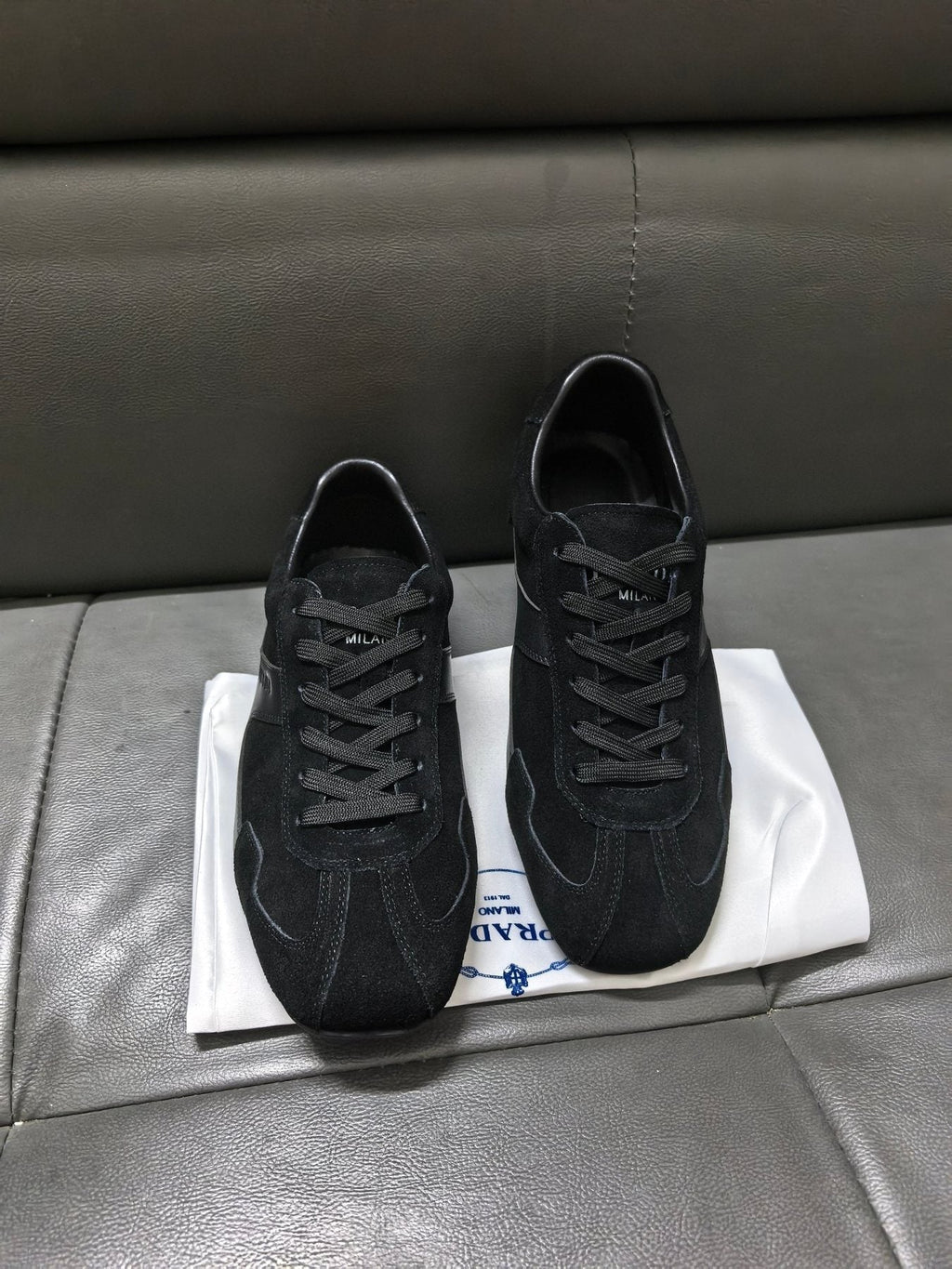Prada Men's Black Paneled Low-Top Sneakers