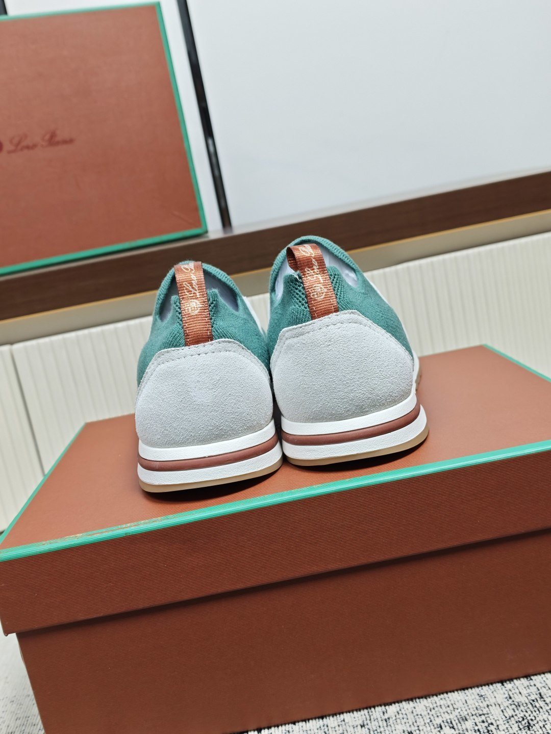 Teal Green Knit Slip-On Sneakers