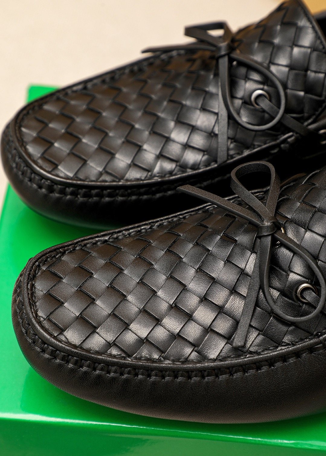 Bottega Veneta Black Woven Slip-On Loafers