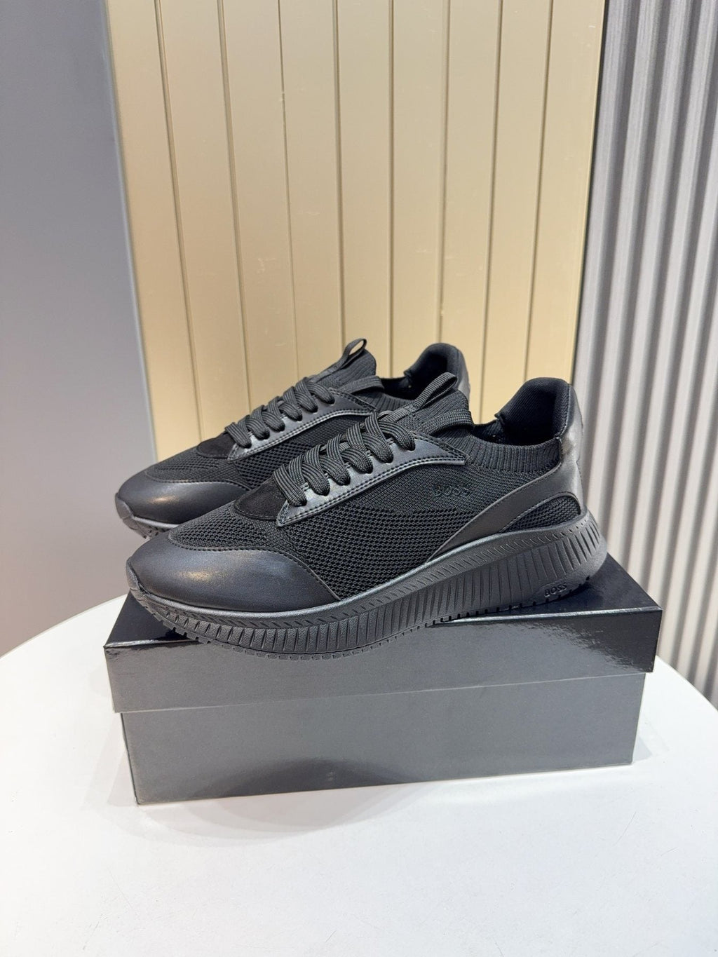 BOSS Black Mesh Running Shoes