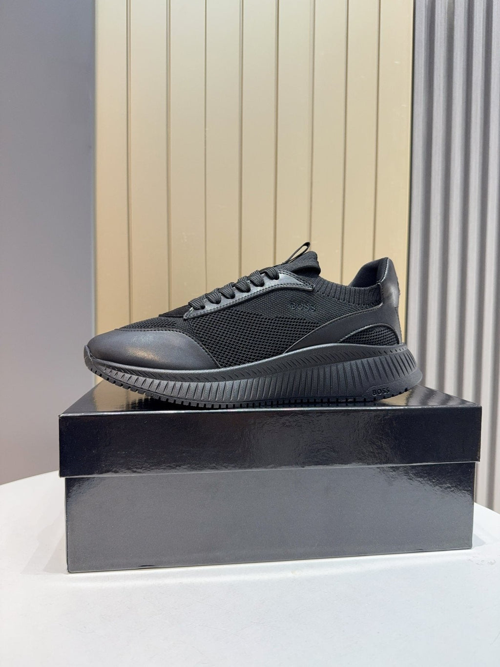BOSS Black Mesh Running Shoes