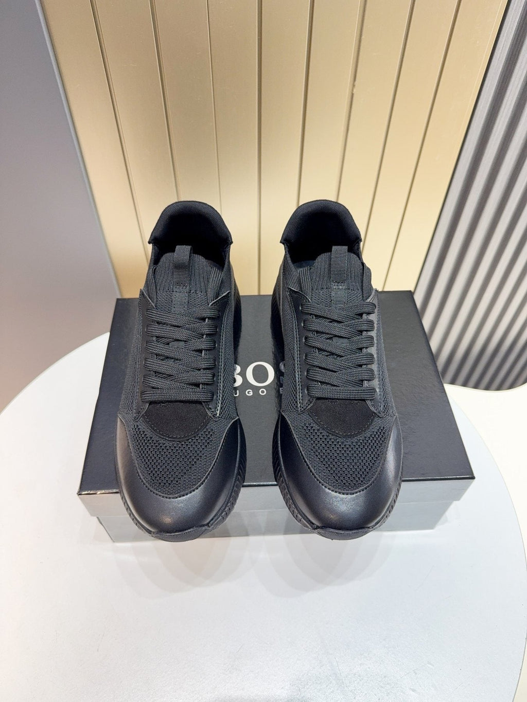 BOSS Black Mesh Running Shoes