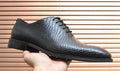 Ferragamo Black Textured Lace-Up Dress Shoes