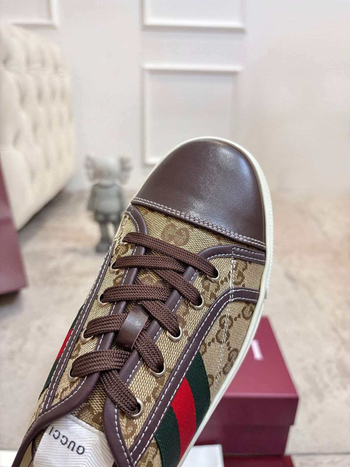 Gucci Brown Monogram Stripe Sneakers