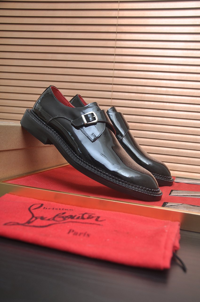 Christian Louboutin Black Buckle Dress Shoes - Silver-Tone Hardware