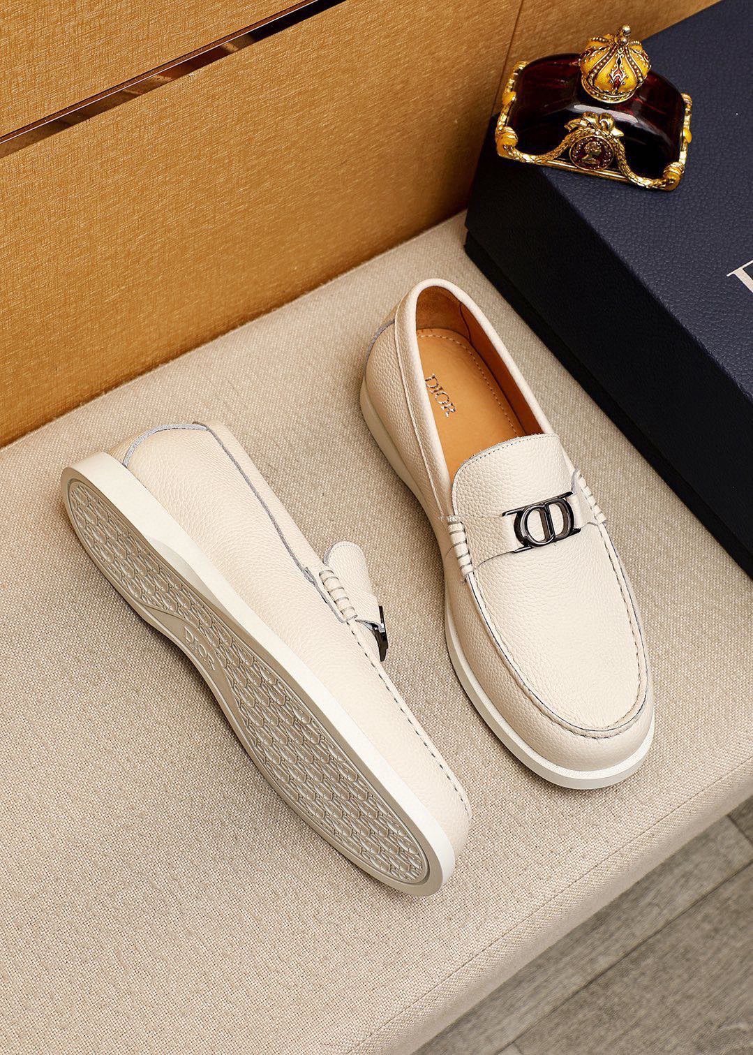 Dior Textured Leather Slip-On Shoes