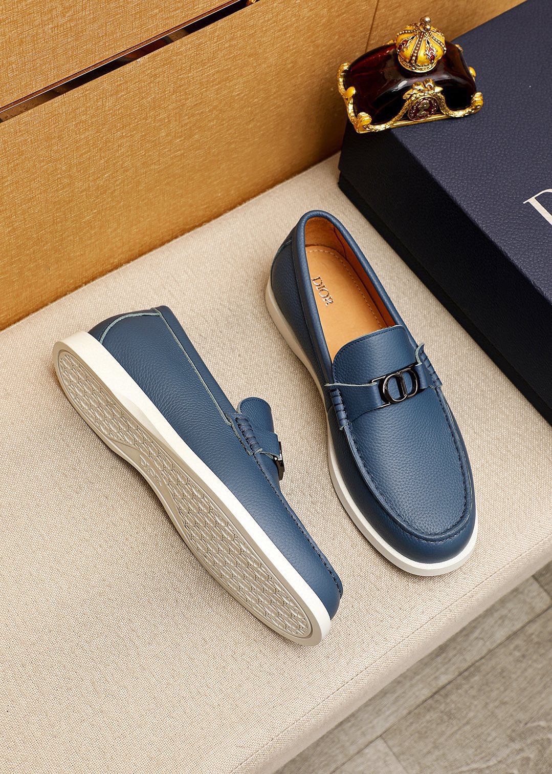 Dior Textured Leather Slip-On Shoes