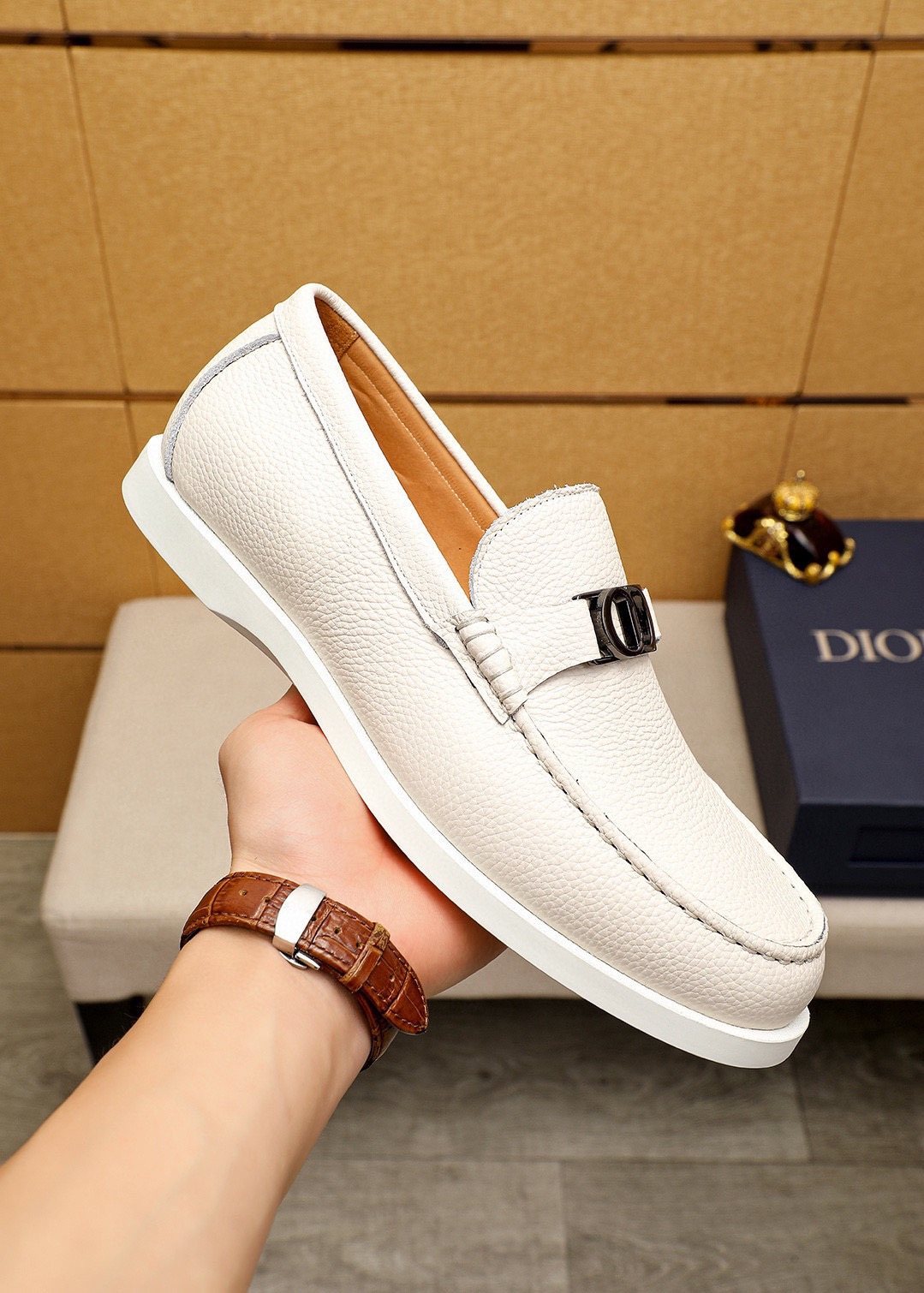 Dior Textured Leather Slip-On Shoes