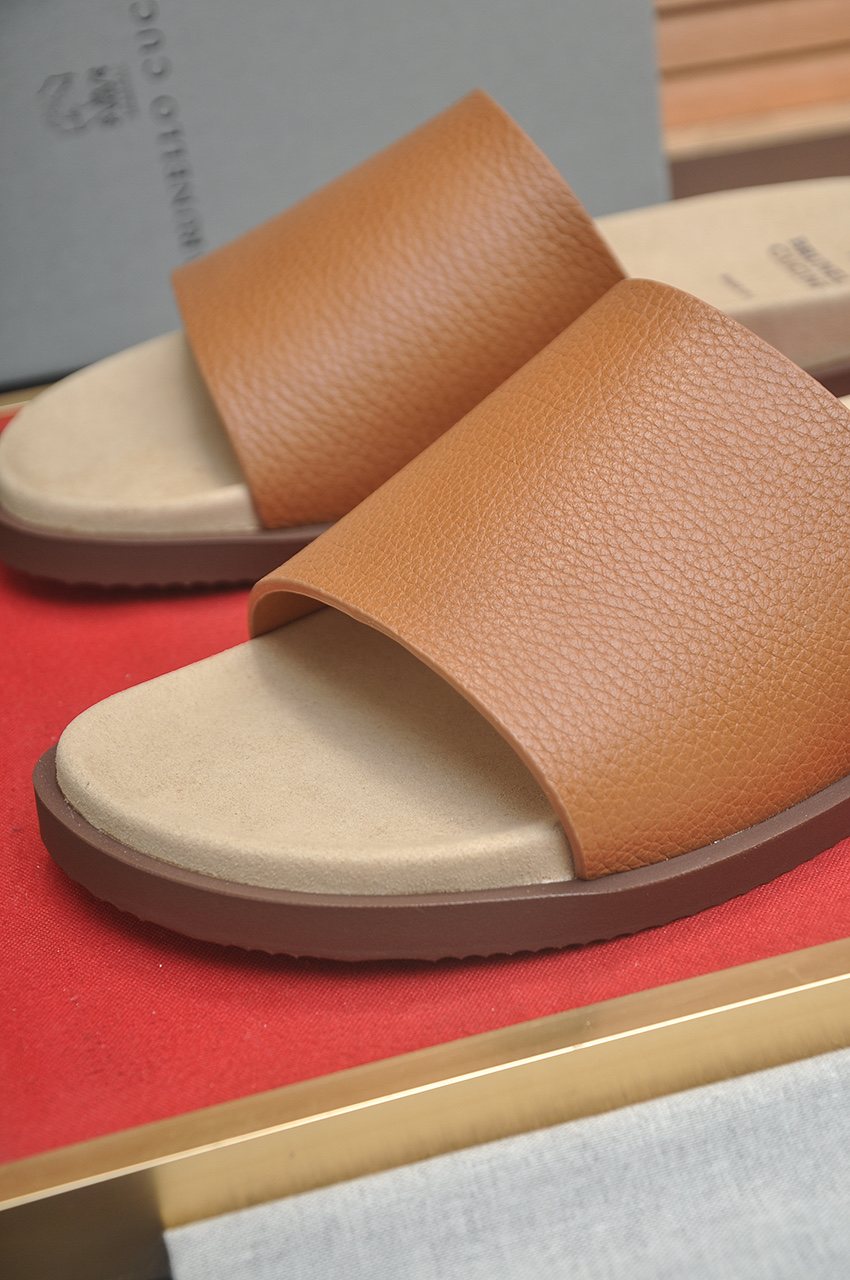 Brunello Cucinelli White Slide Sandals