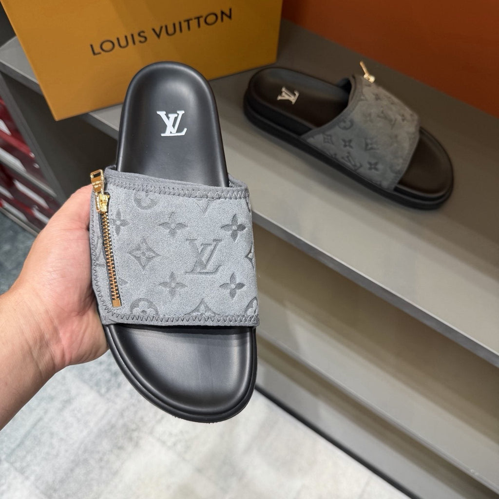 Louis Vuitton Monogram Zip Slide Sandals