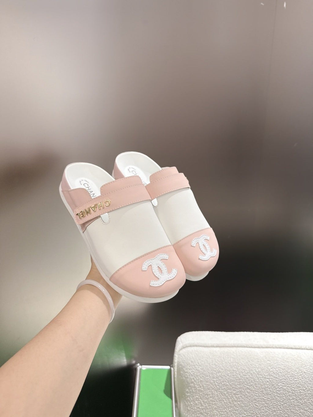 Chanel Quilted Closed-Toe Slide Sandals