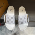 Louis Vuitton Checkered Zipper Slide Sandals