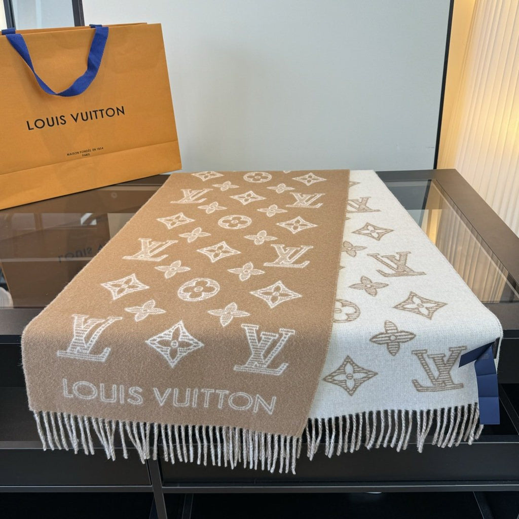 Louis Vuitton Reversible Fringed Scarf