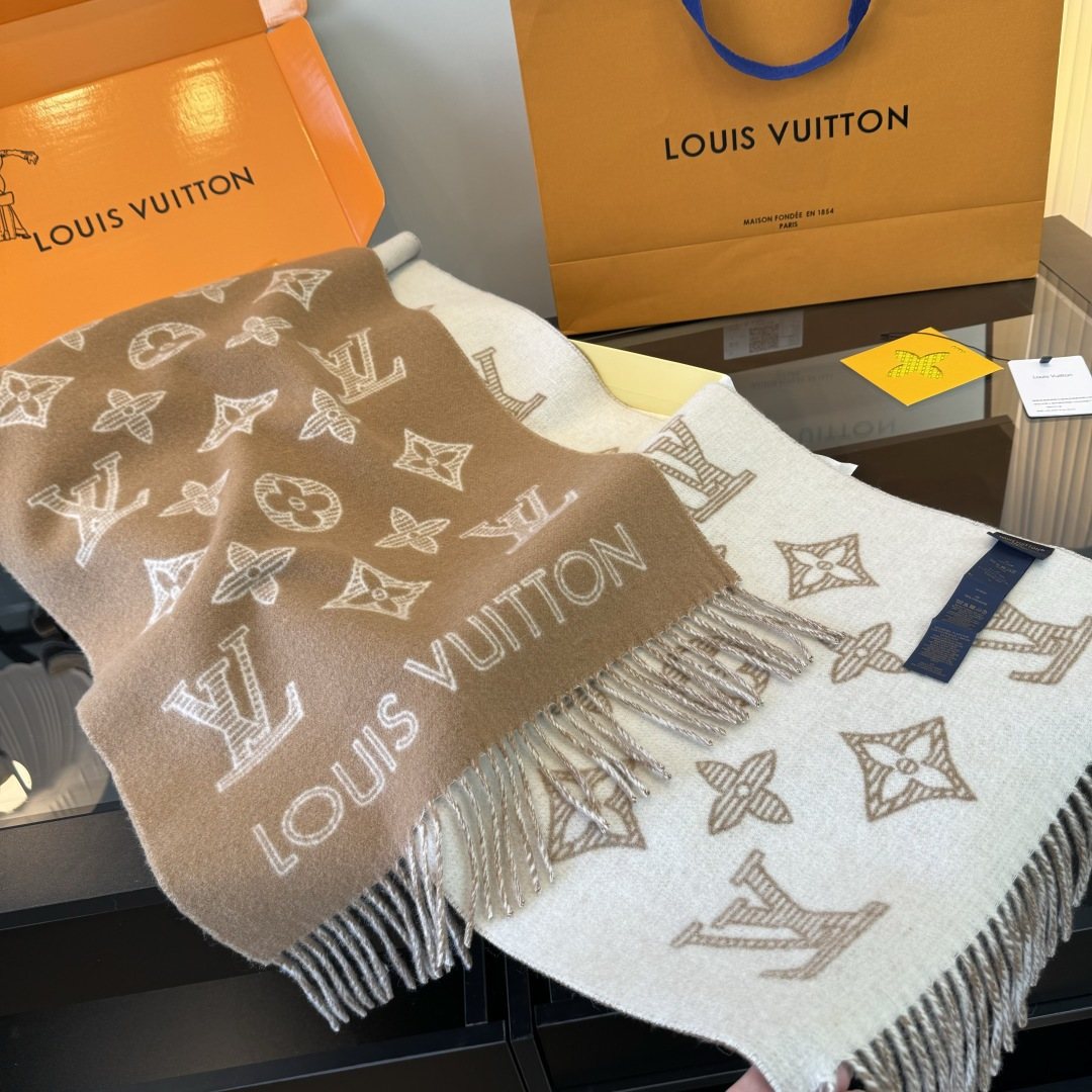 Louis Vuitton Reversible Fringed Scarf