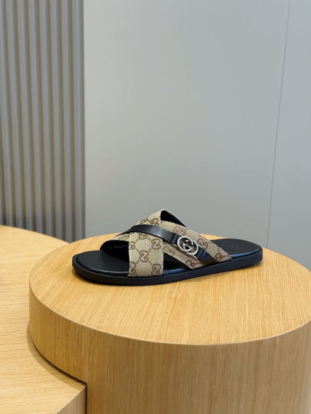 Gucci Crossed Strap Slide Sandals