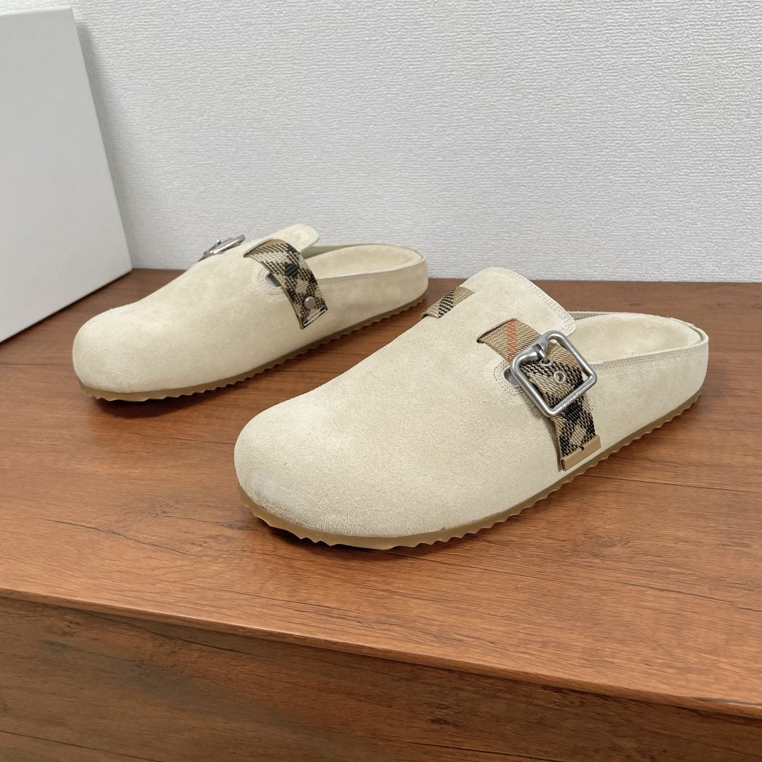 Burberry Powder Blue Check Strap Mule Sandals