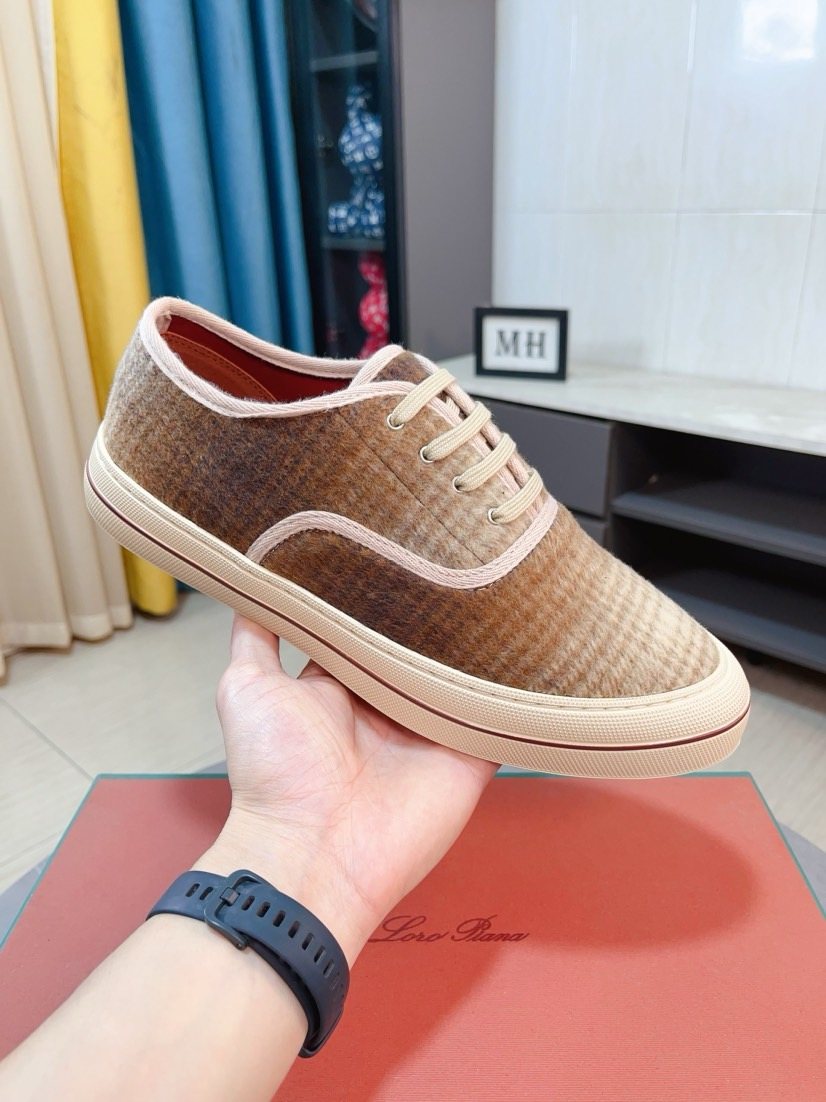 Loro Piana Contrast-Trim Low-Top Casual Shoes