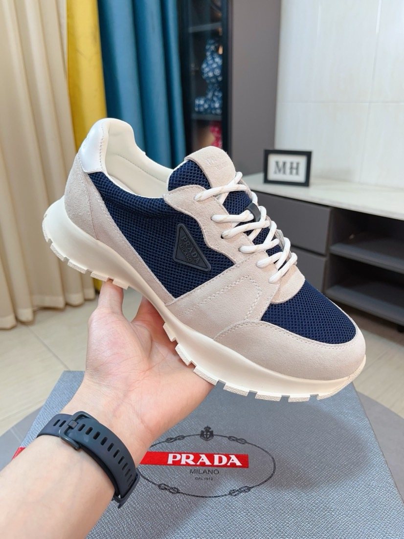 Prada Men's Mesh Panel Lug Sole Sneakers