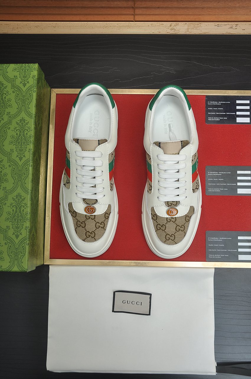 Gucci Red-Green Stripe Low-Top Sneakers