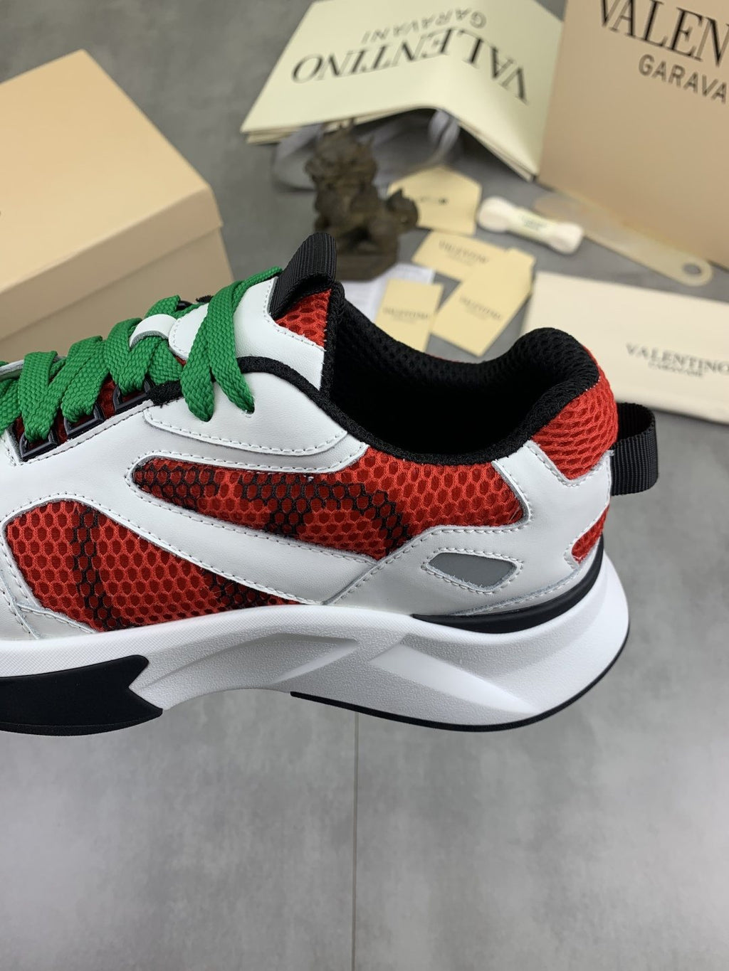 Valentino Men's Color-Block Mesh Sneakers - White, Red, Green & Black