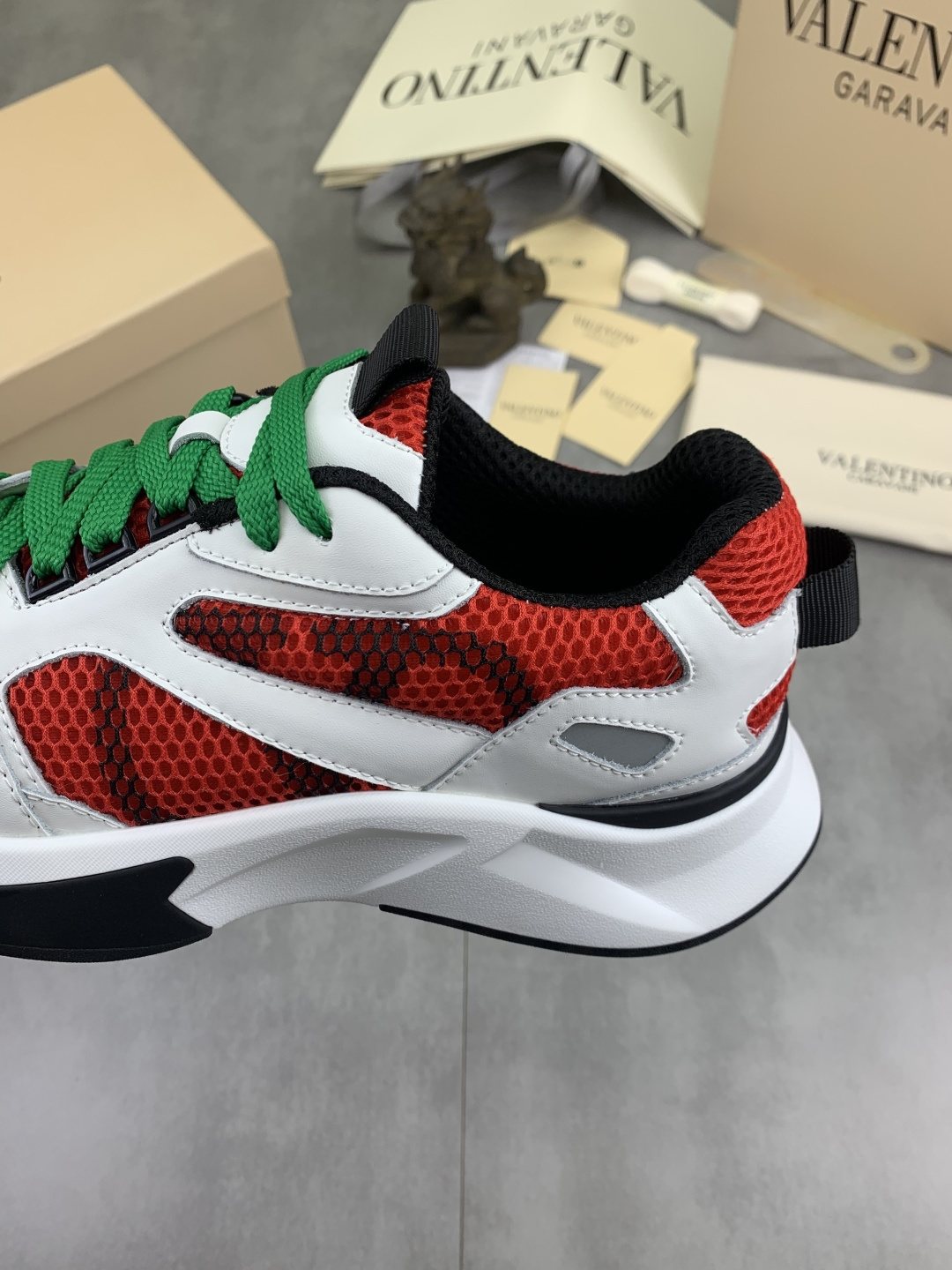 Valentino Men's Color-Block Mesh Sneakers - White, Red, Green & Black