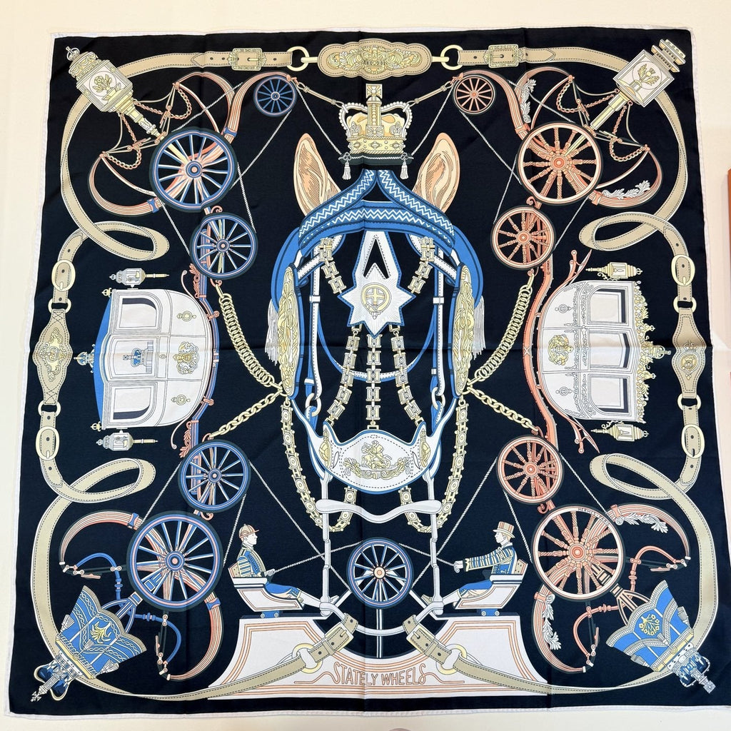 Hermès Carriage and Wheel Silk Scarf