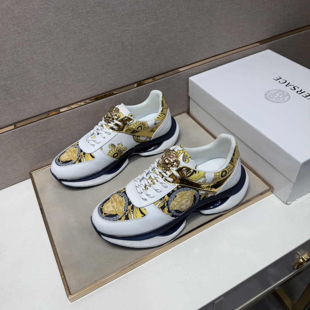 Versace Men's Gold-Panel Low-Top Sneakers