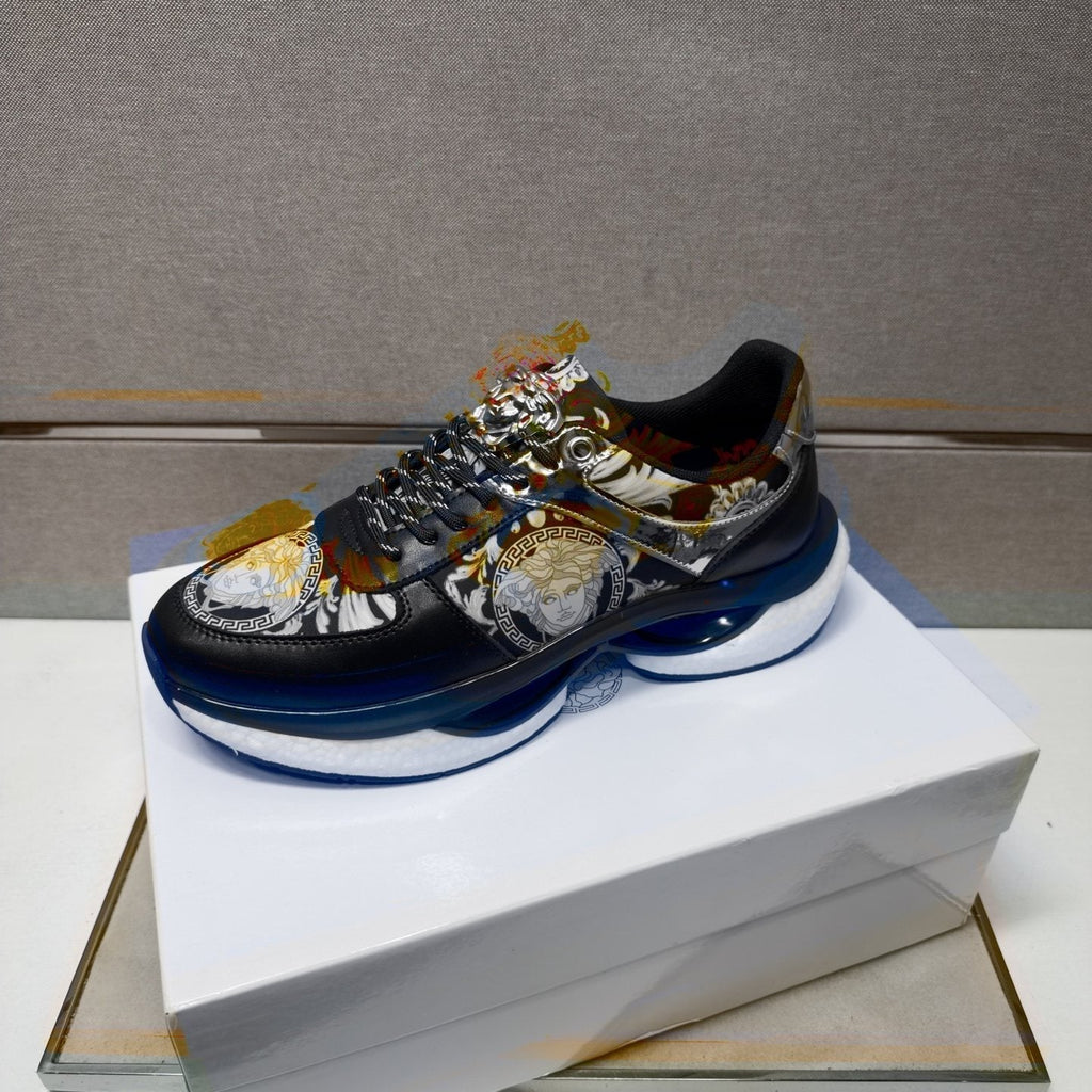 Versace Men's Gold-Panel Low-Top Sneakers