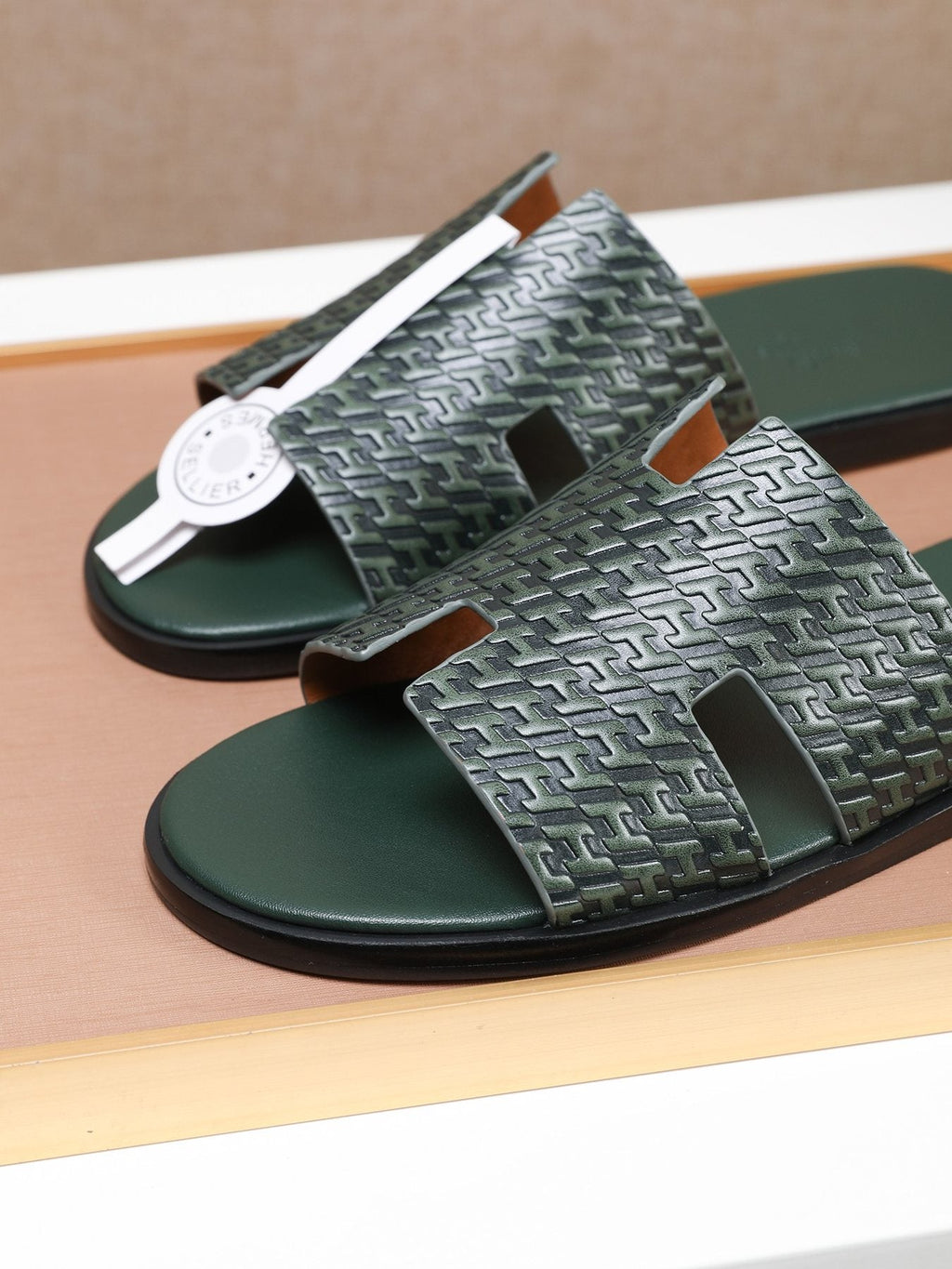 Hermès Textured H Slide Sandals