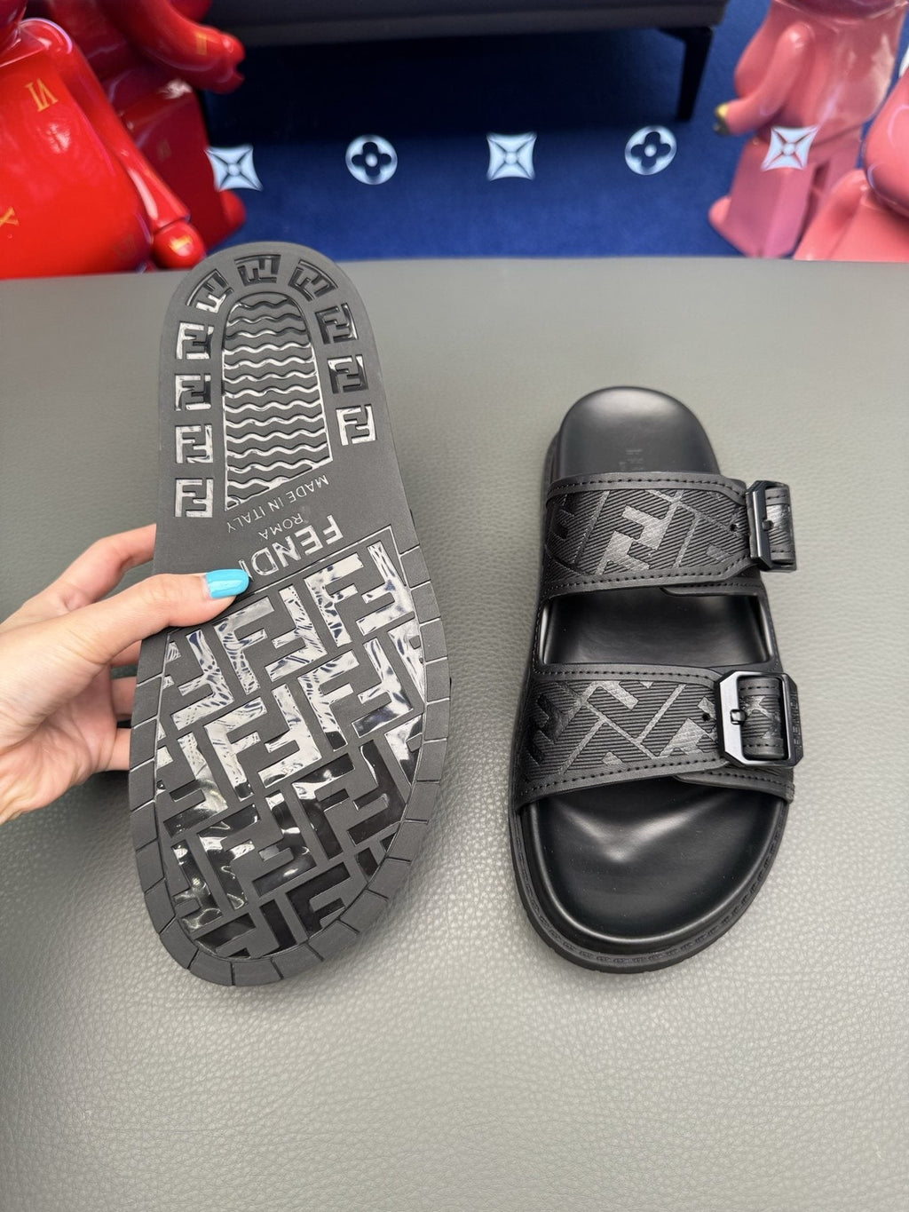 Fendi Two-Buckle Slide Sandals