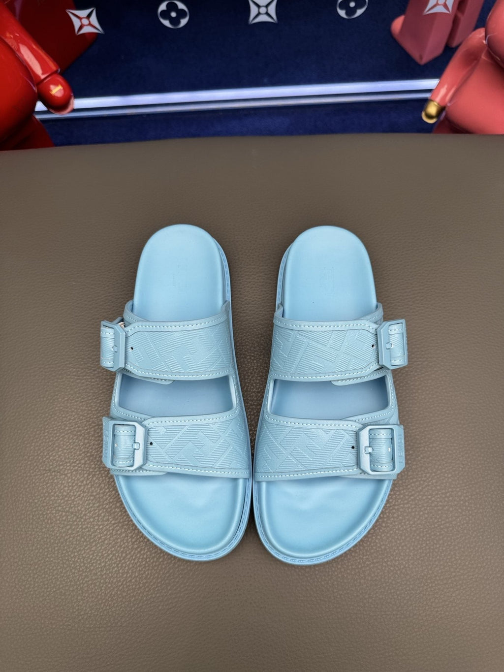Fendi Two-Buckle Slide Sandals