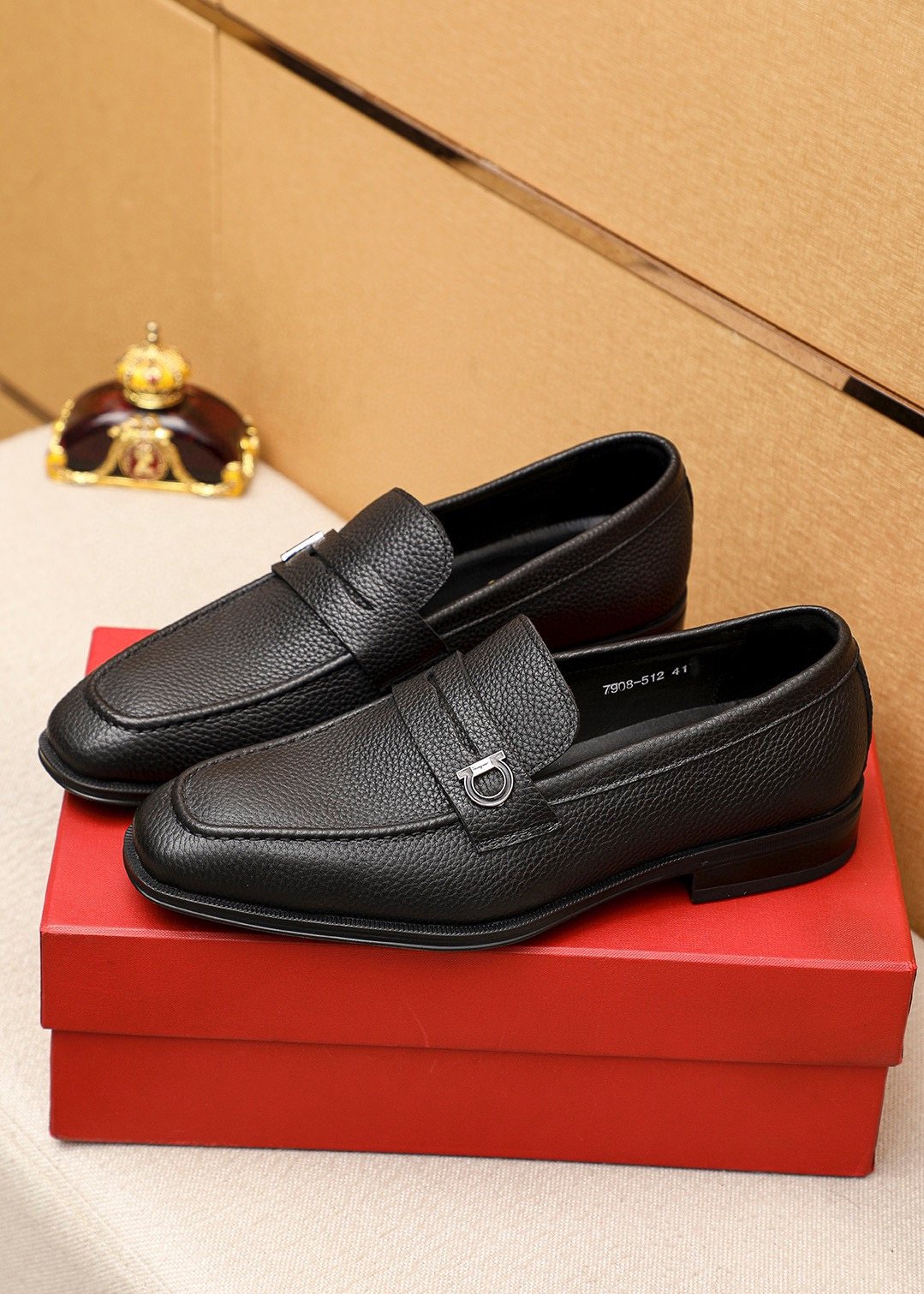 Ferragamo Men's Textured Metal-Accent Loafers