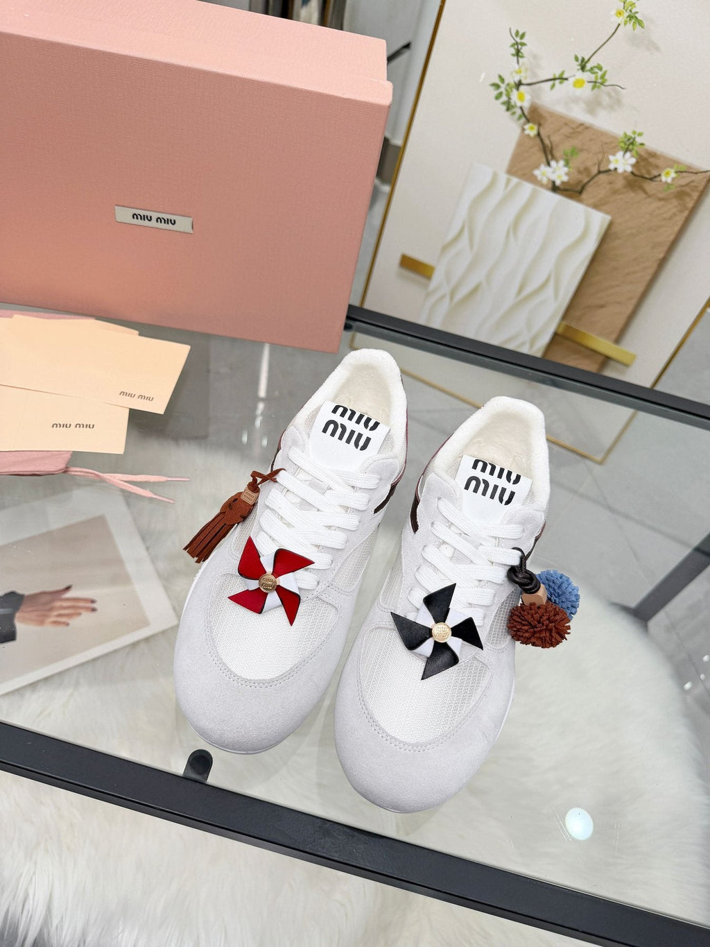 Miu Miu Floral Charm Sneakers