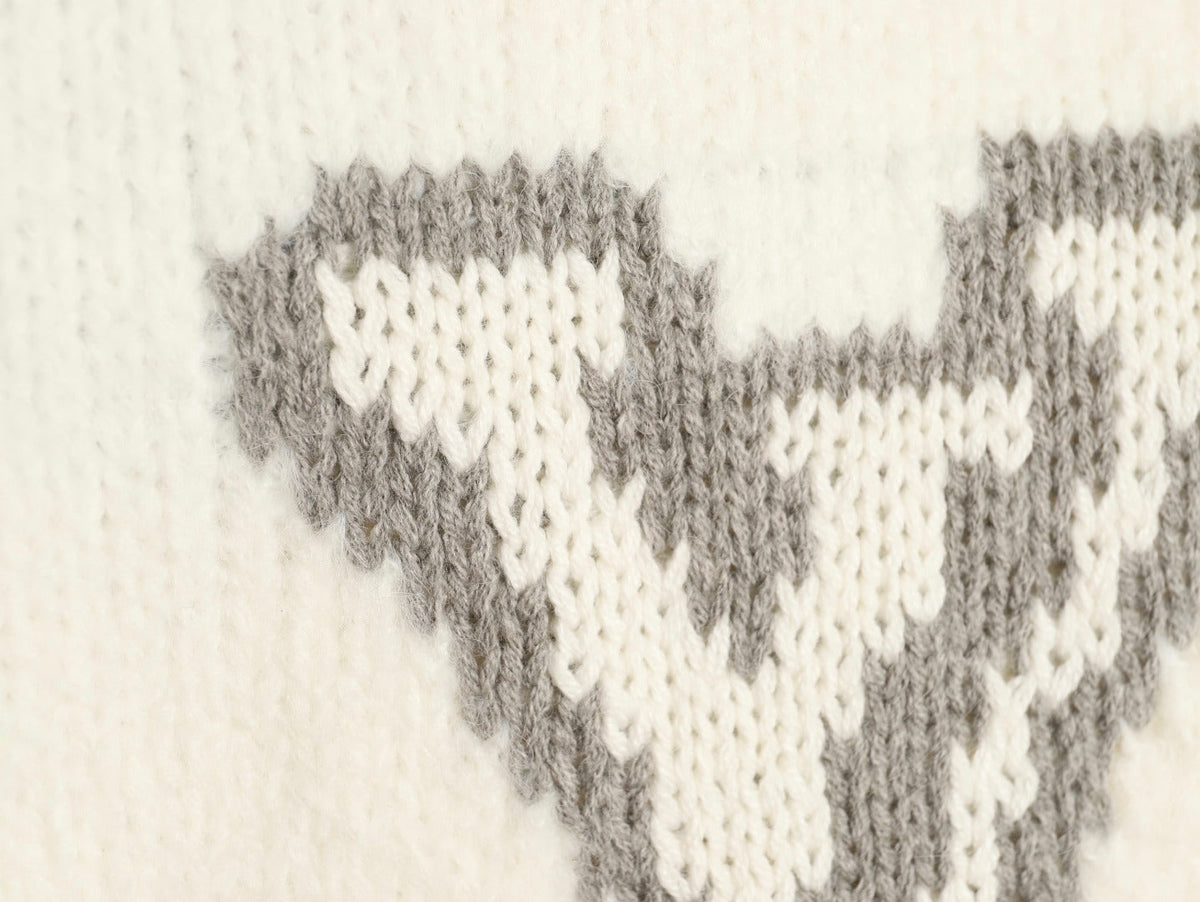 Louis Vuitton 22FW Large LV-Motif Knit Sweater - Ivory