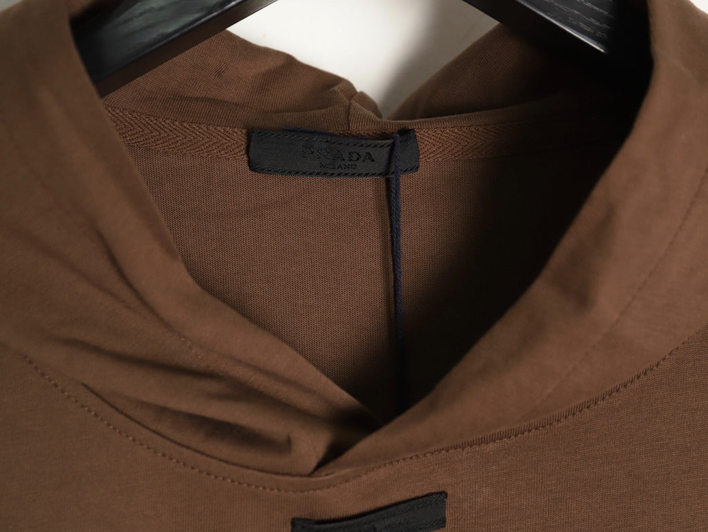 Prada PRD Neck-Label Relaxed Pullover Hoodie - Brown