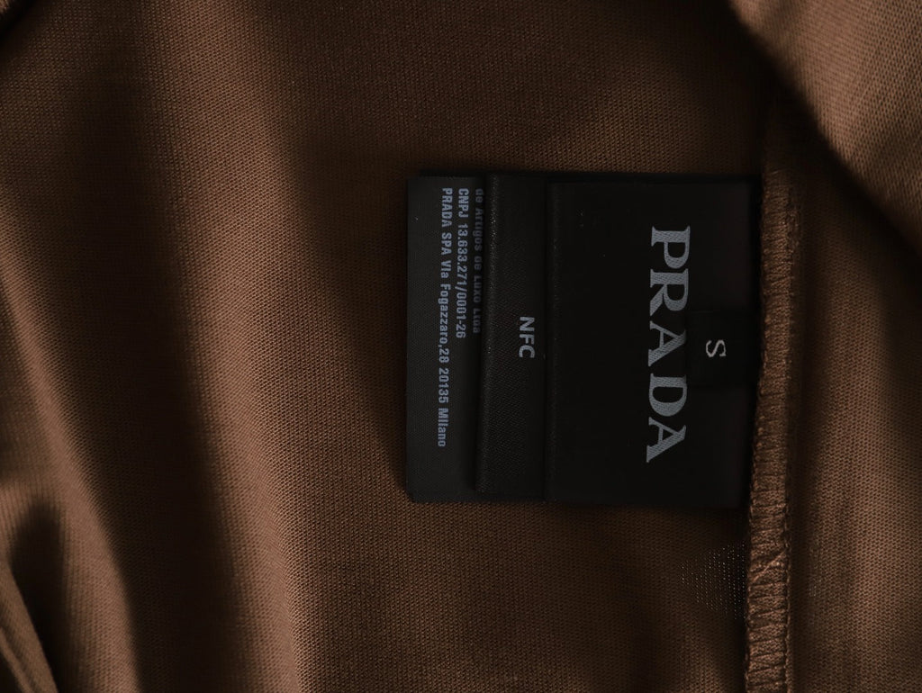 Prada PRD Neck-Label Relaxed Pullover Hoodie - Brown
